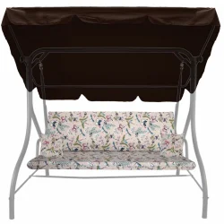 Poduszka na huśtawkę ogrodową z jasiekami, rozmiar 150cm, wzór kwiatowy, z daszkiem.