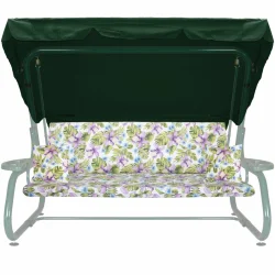 Poduszki ogrodowe na ławkę 180cm w kwiatowy wzór, z jaśkami i daszkiem. Idealne na huśtawkę w ogrodzie.