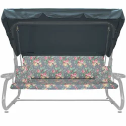 Poduszki ogrodowe 180cm na huśtawkę, w kwiatowy wzór, z daszkiem i jaśkami.