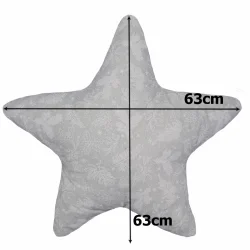Poduszka dekoracyjna w kształcie gwiazdy, idealna na kanapę. Szara z delikatnym wzorem.