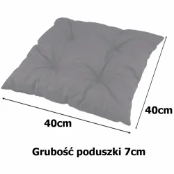 Poduszka na krzesło, pojedyncza sztuka, w kolorze ciemnym. Wymiary 40cm x 40cm, grubość 7cm.