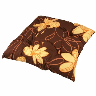 Poduszka na krzesło w brązową kolorystykę z kwiatowym wzorem. Pojedyncza sztuka.