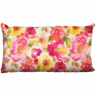 Poszewka na poduszkę do domu z motywem kwiatowym w żywych kolorach różu, pomarańczu i żółci. Pojedyncza sztuka.