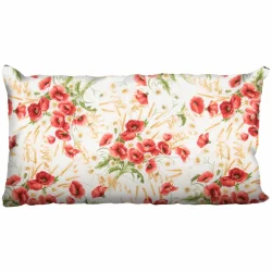 Poduszka dekoracyjna z makowym wzorem na białym tle. Idealna na kanapę lub sofę.