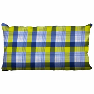 Poszewka dekoracyjna na poduszkę, w żółto-niebieską kratkę. Pojedyncza poszewka do domu.