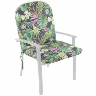 Poduszka na fotel ogrodowy, pojedyncza sztuka, w kolorowe liście na ciemnym tle.