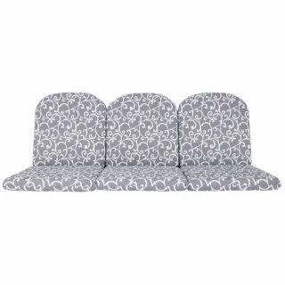 Poduszki ogrodowe 180cm do ogrodu, kompletne z oparciem, szare z białym wzorem dekoracyjnym.