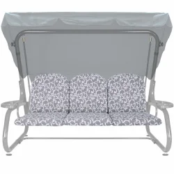 Poduszki na huśtawkę ogrodową, rozmiar 180cm, wzór szare zawijasy. Komplet z trzema miejscami siedzącymi.