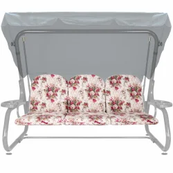 Poduszki ogrodowe 180cm na huśtawkę z kwiatowym wzorem. Komplet poduszek na trzy miejsca.