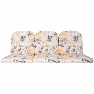 Poduszki ogrodowe 180cm na ławkę. Kwiatowy wzór w odcieniach żółci i beżu.