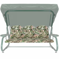 Poduszka z jaśkami 180cm na huśtawkę ogrodową, wzór liście tropikalne. Idealna do ogrodu lub na działkę.