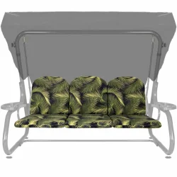 Poduszki na huśtawkę ogrodową 180cm w liściasty wzór. Zestaw składa się z siedzenia i oparcia.