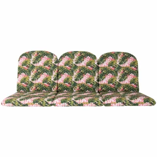 Poduszki ogrodowe 180 cm na ławkę, zielono-różowy wzór roślinny.