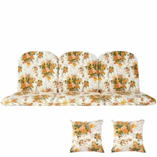 Poduchy ogrodowe 180 cm na ławkę, z kwiatowym wzorem, komplet z jaśkami.