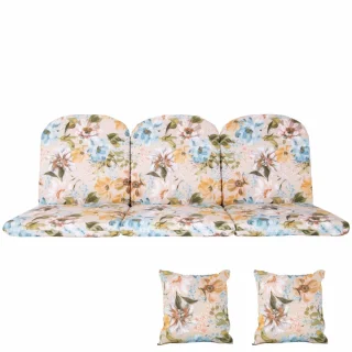 Poduszki ogrodowe 180 cm, na ławkę ogrodową, wzór kwiatowy. Komplet z jaśkami.
