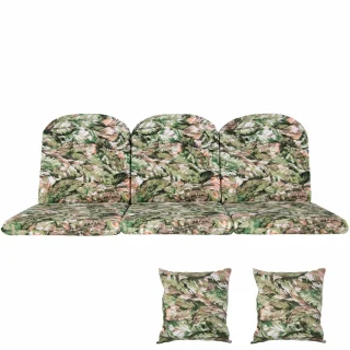 Poduszki ogrodowe 180cm, na ławkę, z jaśkami, w zielone liście.