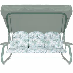 Poduszki 180cm na huśtawkę ogrodową, wielokolorowy wzór liści, w komplecie z jaśkami.