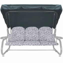 Poduszki ogrodowe 180cm na huśtawkę z zadaszeniem, wzór szare liście. Zestaw z jaśkami.