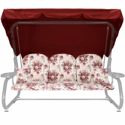 Poduszki ogrodowe na huśtawkę 180 cm z jaśkami i daszkiem, kwiecisty wzór.