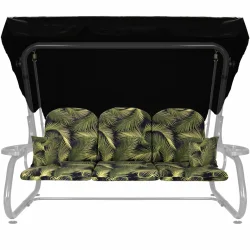 Poduszki ogrodowe na huśtawkę z jaśkami i daszkiem, wzór liście.