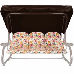 Poduszki ogrodowe 180cm na huśtawkę w kwiatowy wzór, komplet z jaśkami i daszkiem.