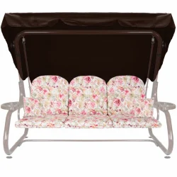 Komplet poduszek na huśtawkę ogrodową 180cm, kwiatowy wzór. Zestaw zawiera poduszki z jaśkami i daszkiem.