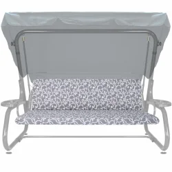 Poduszki 180cm na huśtawkę ogrodową w szaro-biały wzór z daszkiem.