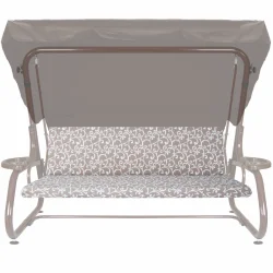 Poduszka 180 cm na huśtawkę do ogrodu, wzór w białe ornamenty na brązowym tle.