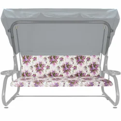 Poduszki ogrodowe na huśtawkę, rozmiar 180 cm, wzór kwiatowy w fioletowych odcieniach.