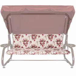 Poduszki ogrodowe 180cm na huśtawkę z motywem kwiatowym. Komplet poduszka w odcieniach różu i beżu.