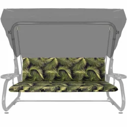 Poduszka na huśtawkę 180cm do ogrodu, wzór zielone liście na ciemnym tle.