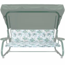Poduszki ogrodowe 180cm na huśtawkę. Wzór kwiatowy w odcieniach zieleni i bieli.