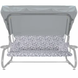 Poduszka na huśtawkę ogrodową z jaśkami, szara wzorzysta, rozmiar 180 cm.