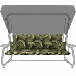 Poduszki ogrodowe na ławkę 180cm, wzór liście palmowe, zielone, z poduszkami na oparcie. Idealne do ogrodu.