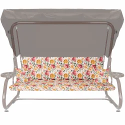 Poduszka ogrodowa na huśtawkę, rozmiar 180 cm, w kwiatowy wzór. Kompletny zestaw z jaśkami.