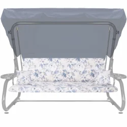 Poduszki ogrodowe 180cm do huśtawki, zestaw z jaśkami, kwiatowy wzór w odcieniach niebieskiego.