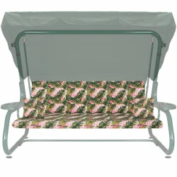 Poduszka ogrodowa na huśtawkę 180cm z jaśkami, wzór roślinny.