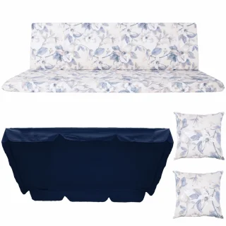 Poduszki ogrodowe 180cm z jaśkami i daszkiem, wzór kwiatowy, do ogrodu.