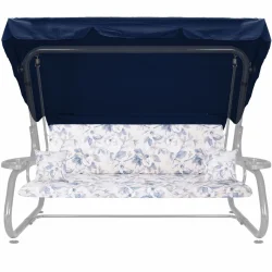 Poduszki na ławkę ogrodową 180cm, na huśtawkę. Wzór kwiatowy w odcieniach niebieskiego, z daszkiem.