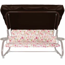 Poduszka na huśtawkę ogrodową 180cm z jaśkami, w kwiatowy wzór. Idealna do ogrodu lub na taras.