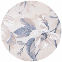 Poduszka dekoracyjna na kanapę z kwiatowym wzorem w odcieniach beżu i niebieskiego. Idealna do salonu lub sypialni.