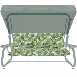 Poduszka na huśtawkę ogrodową 180cm, wzór liści tropikalnych, z jaśkami. Idealna na taras lub do ogrodu.