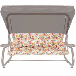 Poduszki ogrodowe 180cm na huśtawkę, w kolorowy kwiatowy wzór, komplet z jaśkami.