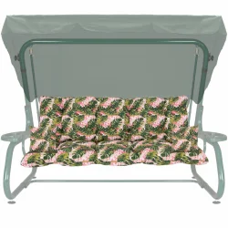 Poduszka ogrodowa na huśtawkę, rozmiar 180cm, z tropikalnym wzorem zielono-różowym.