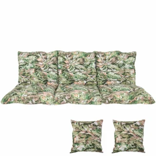 Poduszki ogrodowe 180cm w komplecie z jaśkami, zielone liście, na ławkę ogrodową.