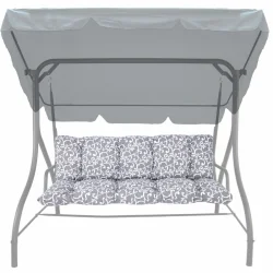 Poduszka ogrodowa 150cm na huśtawkę, szara z białym wzorem.