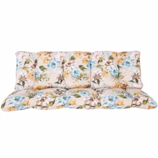 Poduszka 150cm na ławkę ogrodową, idealna na taras. Wzór kwiatowy w odcieniach pastelowych.