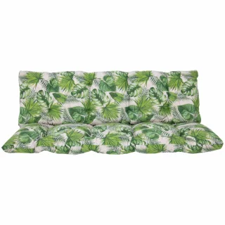 Poduszka ogrodowa 150cm na huśtawkę, wzór liście tropikalne, zielona.