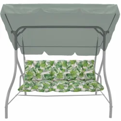 Poduszki na huśtawkę ogrodową 150cm, zielony wzór liści, pojedyncza poduszka. Idealna na taras lub do ogrodu.