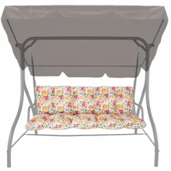 Poduszka ogrodowa na huśtawkę, wzór kwiatowy. Przeznaczona do użytku na działce lub w ogrodzie.